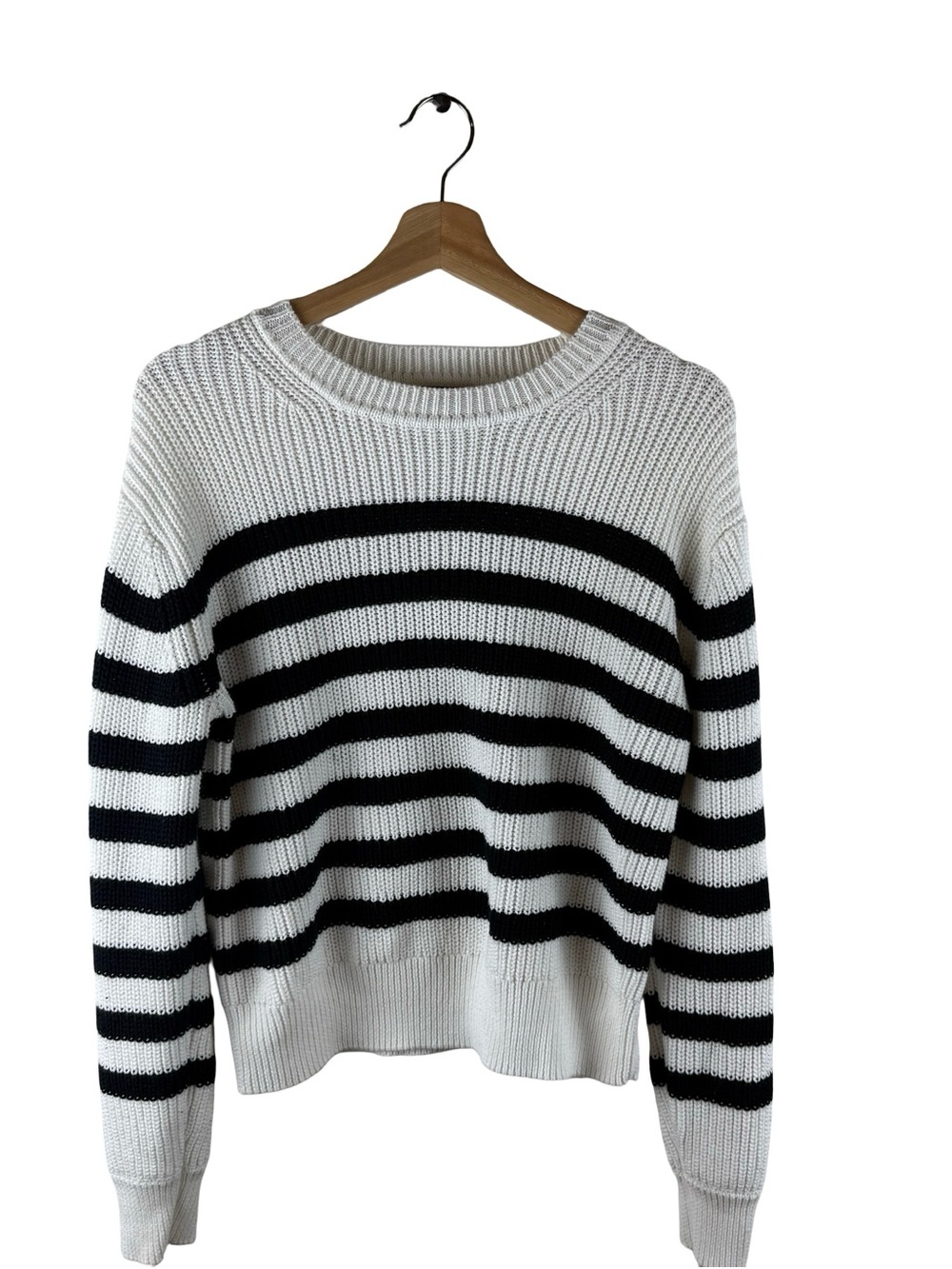 GAP Black and White Striped Women’s Sweater 100% Cotton Coastal Beach